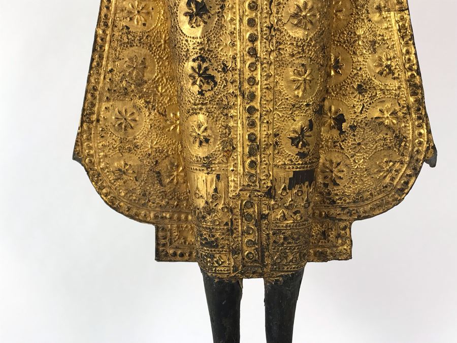 Vintage Thai Gilded Bronze Standing Buddha Statue 7W X 6.5D X 26H [Photo 13]