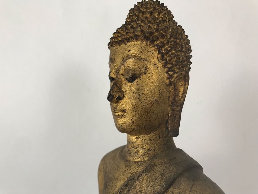 Vintage Thai Gilded Bronze Standing Buddha Statue 6W X 6D X 22.5H [Photo 19]