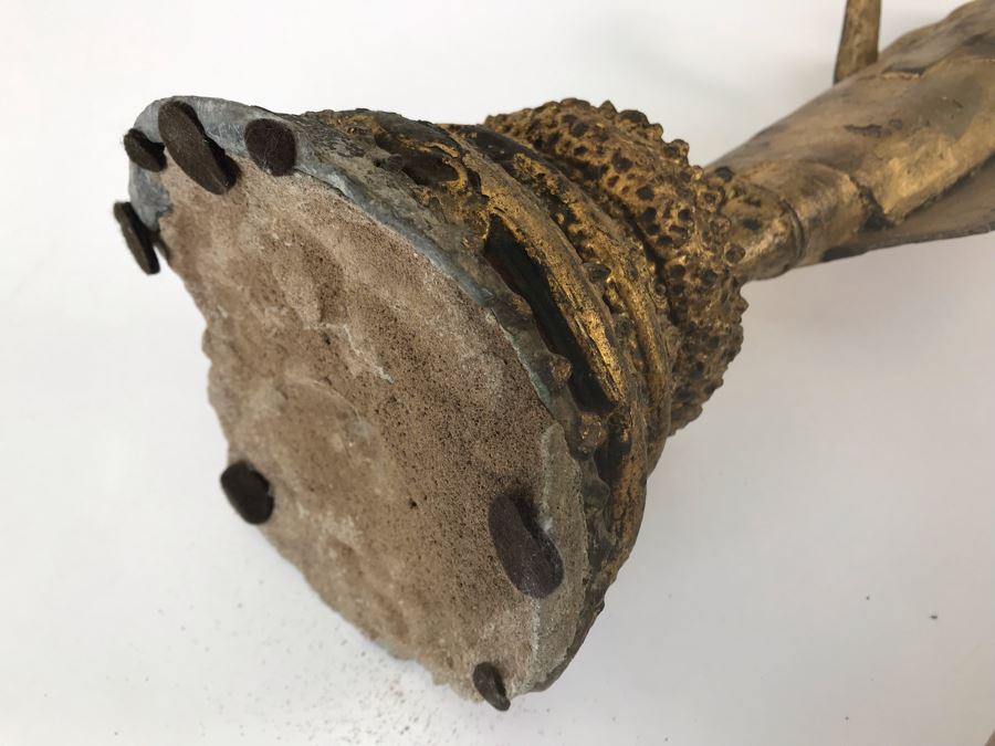 Vintage Thai Gilded Bronze Standing Buddha Statue 6W X 6D X 22.5H [Photo 25]