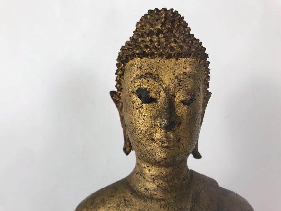 Vintage Thai Gilded Bronze Standing Buddha Statue 6W X 6D X 22.5H [Photo 32]