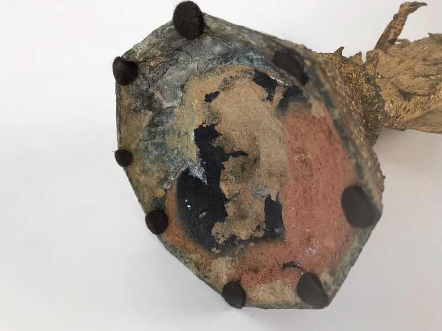 Vintage Thai Gilded Bronze Standing Buddha Statue 5.5W X 5D X 21H [Photo 26]