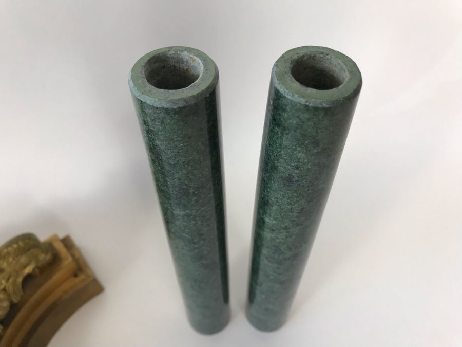 Pair Of Monumental Gilded Metal Candelabras With Three Sets Of Replaceable Marble Columns 9W X 23H [Photo 15]