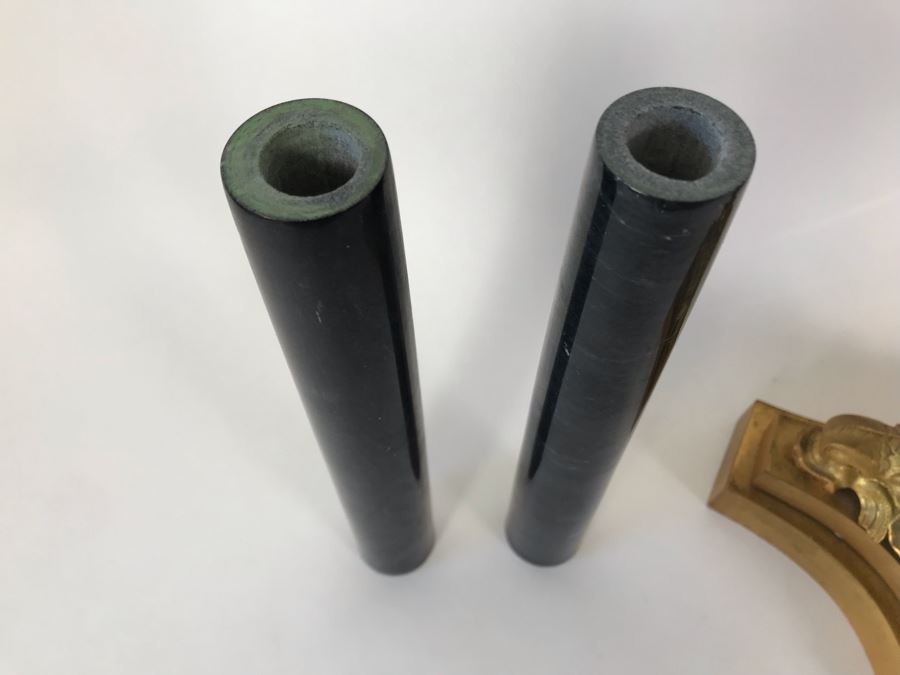 Pair Of Monumental Gilded Metal Candelabras With Three Sets Of Replaceable Marble Columns 9W X 23H [Photo 14]