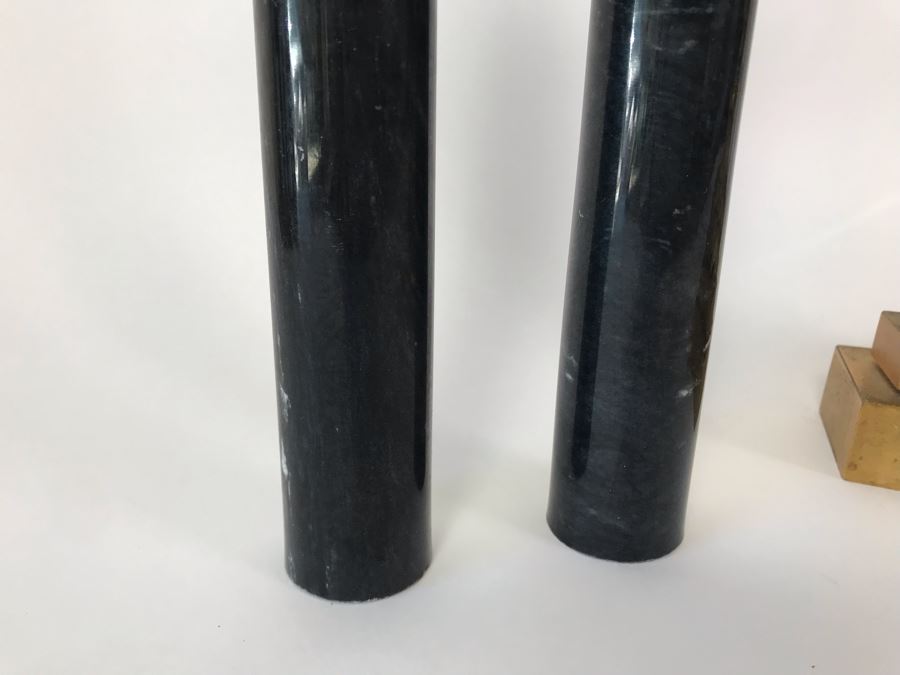 Pair Of Monumental Gilded Metal Candelabras With Three Sets Of Replaceable Marble Columns 9W X 23H [Photo 13]