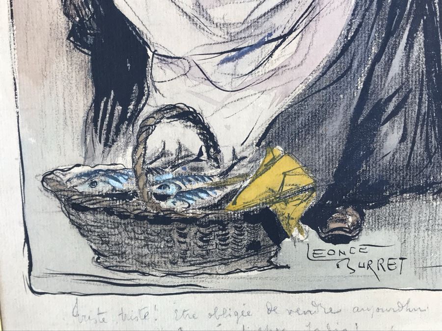 Original Leonce Burret (1866-1915) Painting On Paper 8.5 X 10.5 [Photo 7]