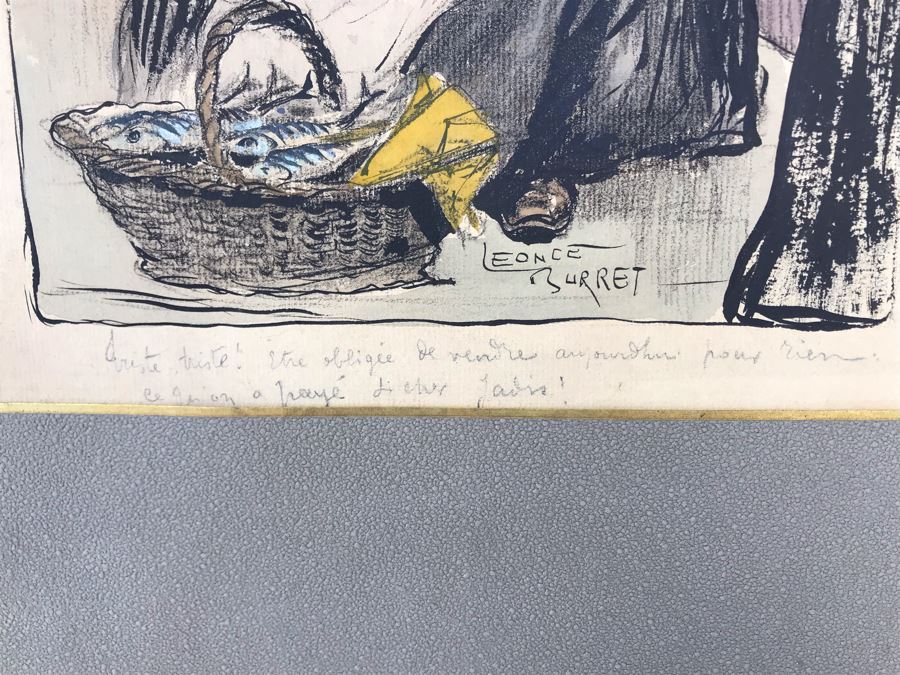 Original Leonce Burret (1866-1915) Painting On Paper 8.5 X 10.5 [Photo 10]