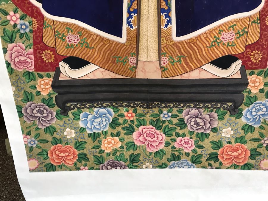 Pair Of Original Vintage Chinese Ancestor Silk Scroll Paintings 28.5 X 54 [Photo 29]