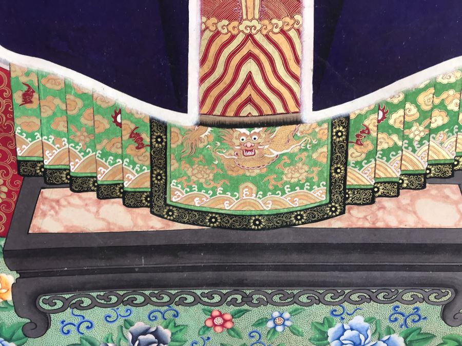 Pair Of Original Vintage Chinese Ancestor Silk Scroll Paintings 28.5 X 54 [Photo 12]