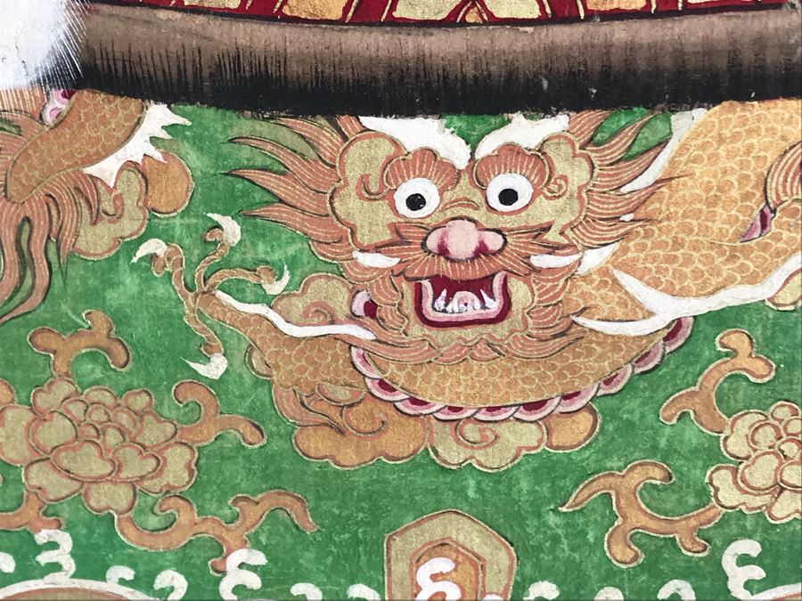 Pair Of Original Vintage Chinese Ancestor Silk Scroll Paintings 28.5 X 54 [Photo 14]