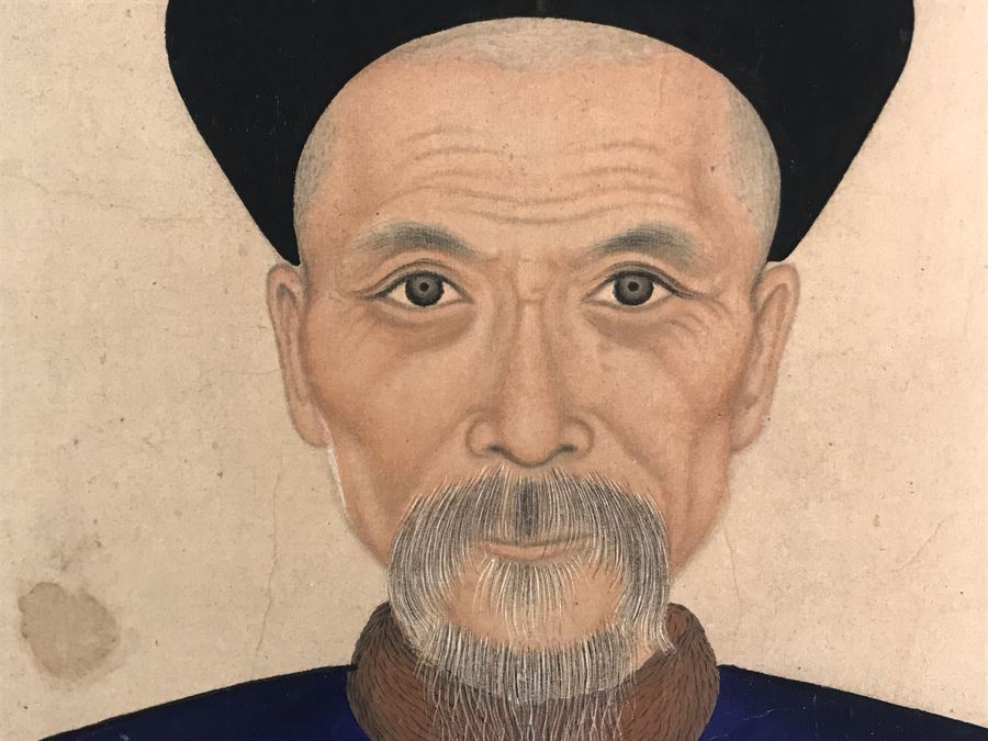 Pair Of Original Vintage Chinese Ancestor Silk Scroll Paintings 28.5 X 54 [Photo 23]