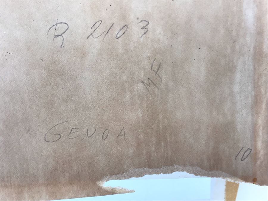 Hand Colored Picture Of Genoa Italy Port City 8.5W X 9.5H [Photo 20]