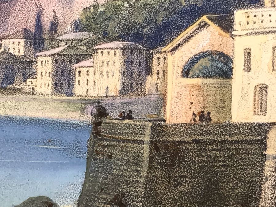 Hand Colored Picture Of Genoa Italy Port City 8.5W X 9.5H [Photo 12]