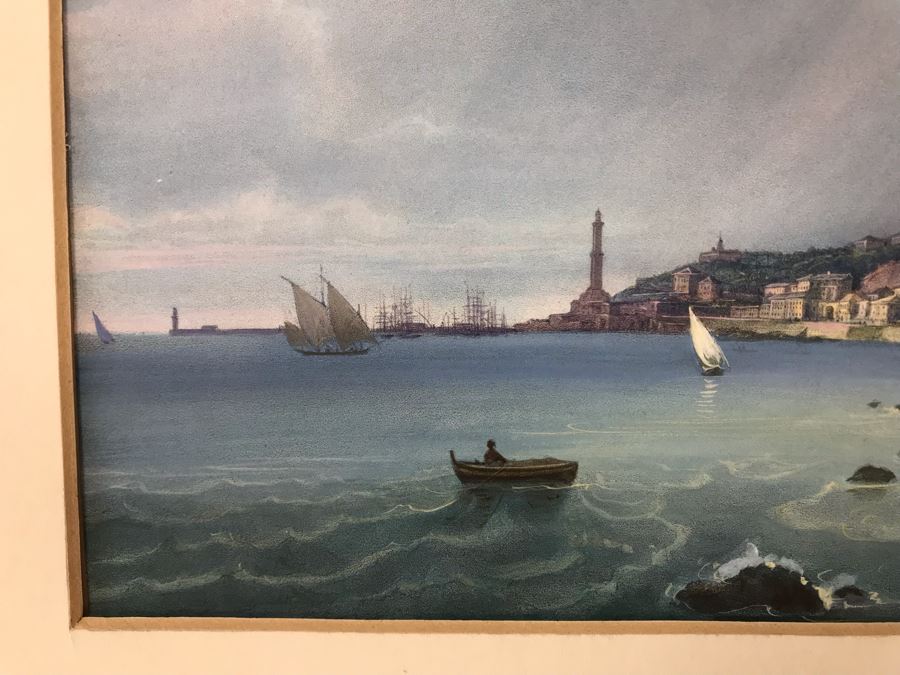 Hand Colored Picture Of Genoa Italy Port City 8.5W X 9.5H [Photo 6]