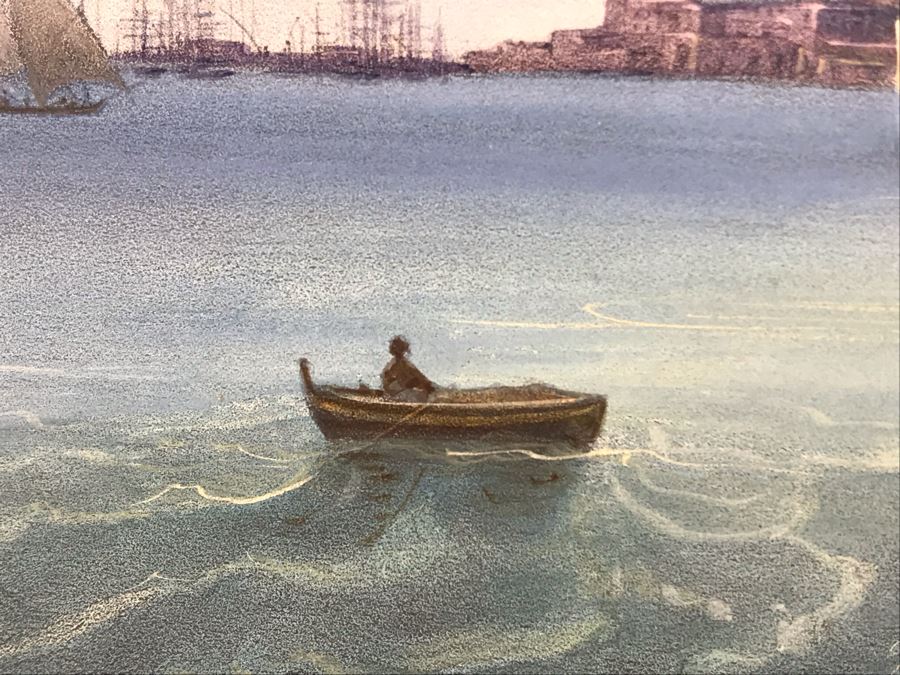 Hand Colored Picture Of Genoa Italy Port City 8.5W X 9.5H [Photo 8]
