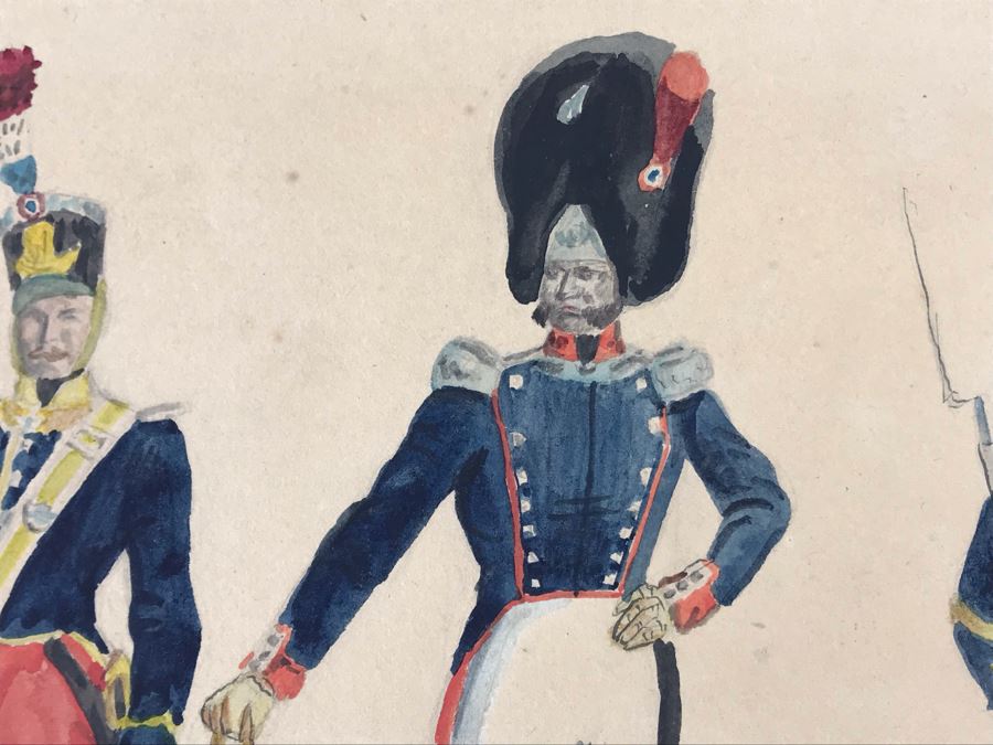 Original Watercolor Painting Of Three Soldiers 9W X 8.5H [Photo 9]