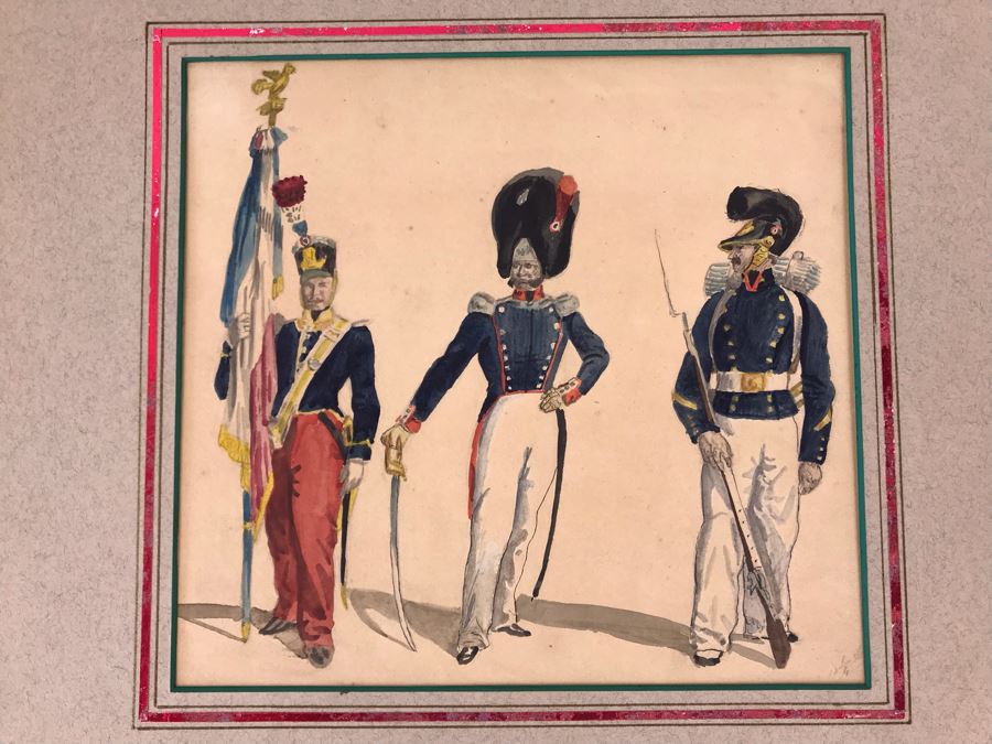 Original Watercolor Painting Of Three Soldiers 9W X 8.5H [Photo 3]