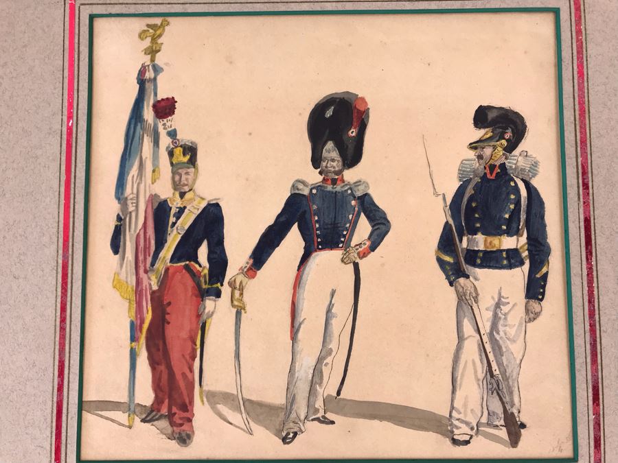Original Watercolor Painting Of Three Soldiers 9W X 8.5H [Photo 4]