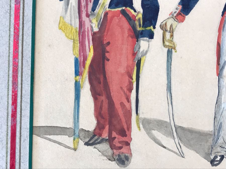 Original Watercolor Painting Of Three Soldiers 9W X 8.5H [Photo 8]