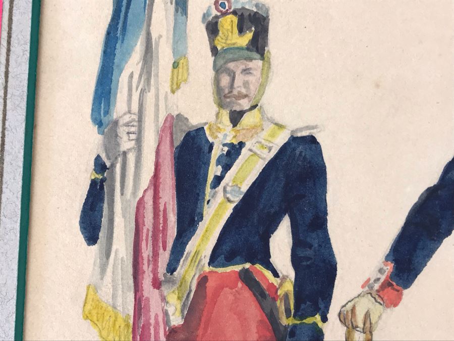 Original Watercolor Painting Of Three Soldiers 9W X 8.5H [Photo 7]