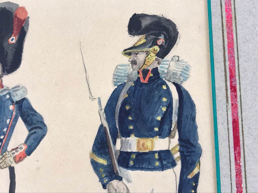 Original Watercolor Painting Of Three Soldiers 9W X 8.5H [Photo 13]
