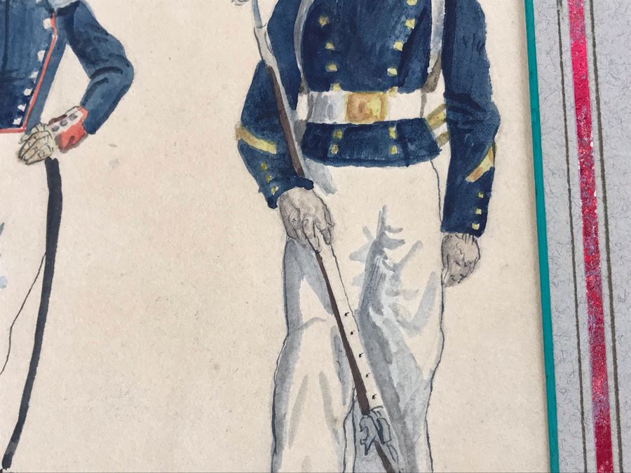 Original Watercolor Painting Of Three Soldiers 9W X 8.5H [Photo 14]