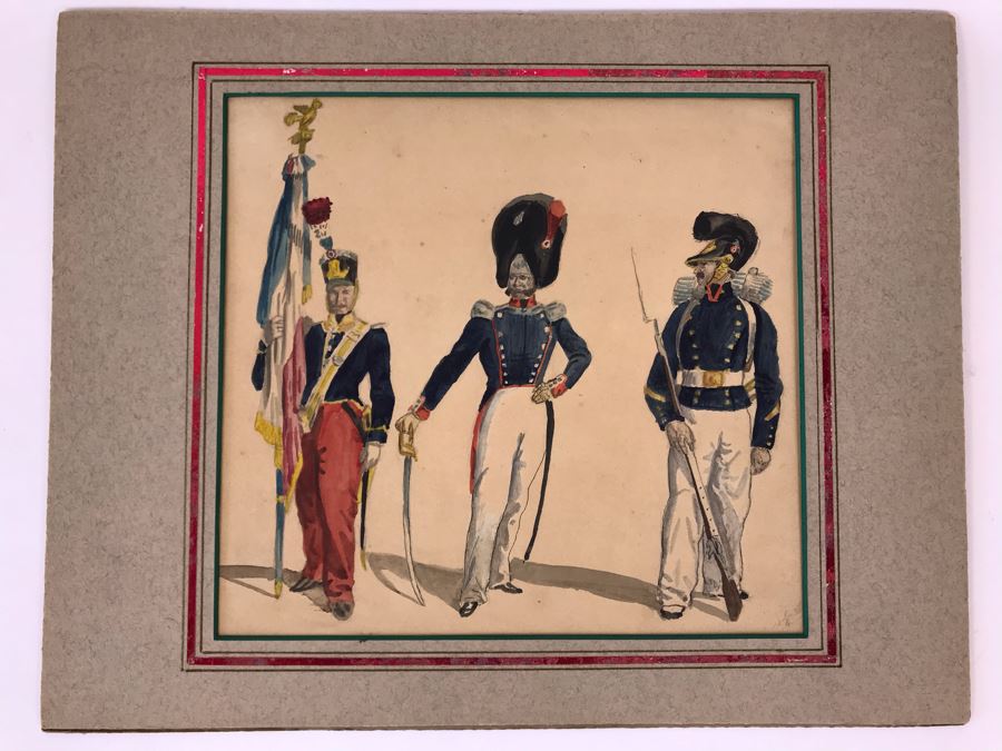 Original Watercolor Painting Of Three Soldiers 9W X 8.5H [Photo 2]