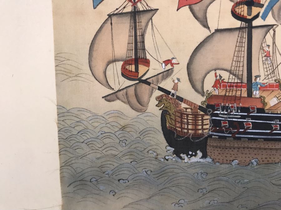 Original Silk Painting Titled 'Picture Of A Dutch Ship' 9.5 X 14.25 [Photo 6]