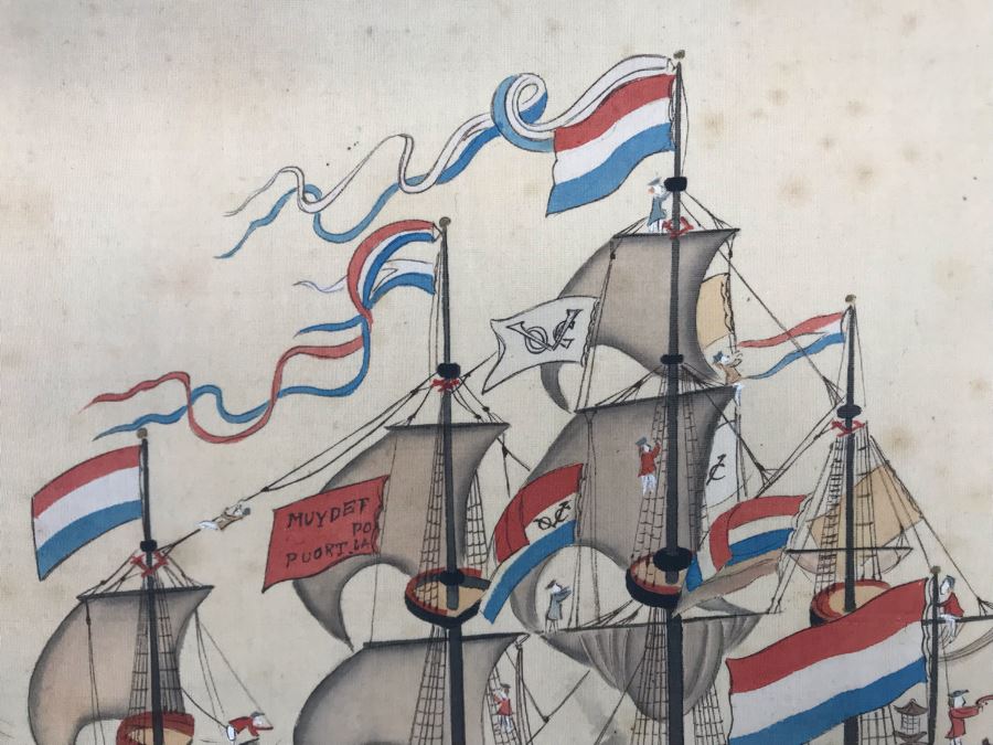 Original Silk Painting Titled 'Picture Of A Dutch Ship' 9.5 X 14.25 [Photo 9]