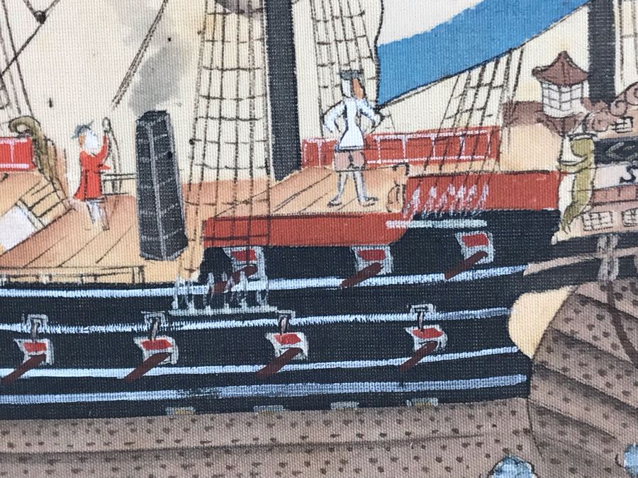 Original Silk Painting Titled 'Picture Of A Dutch Ship' 9.5 X 14.25 [Photo 16]