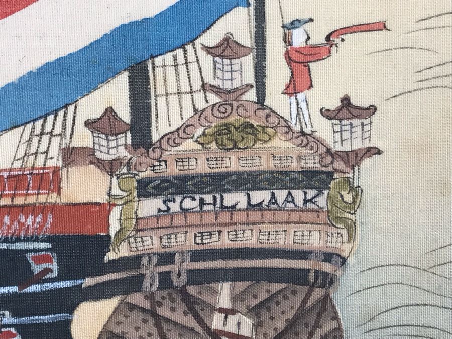 Original Silk Painting Titled 'Picture Of A Dutch Ship' 9.5 X 14.25 [Photo 15]