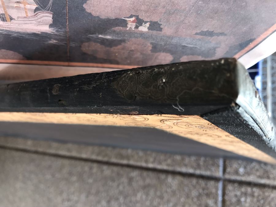 Original Hand Painted 4-Panel Japanese Screen Painting 99 X 42 [Photo 23]