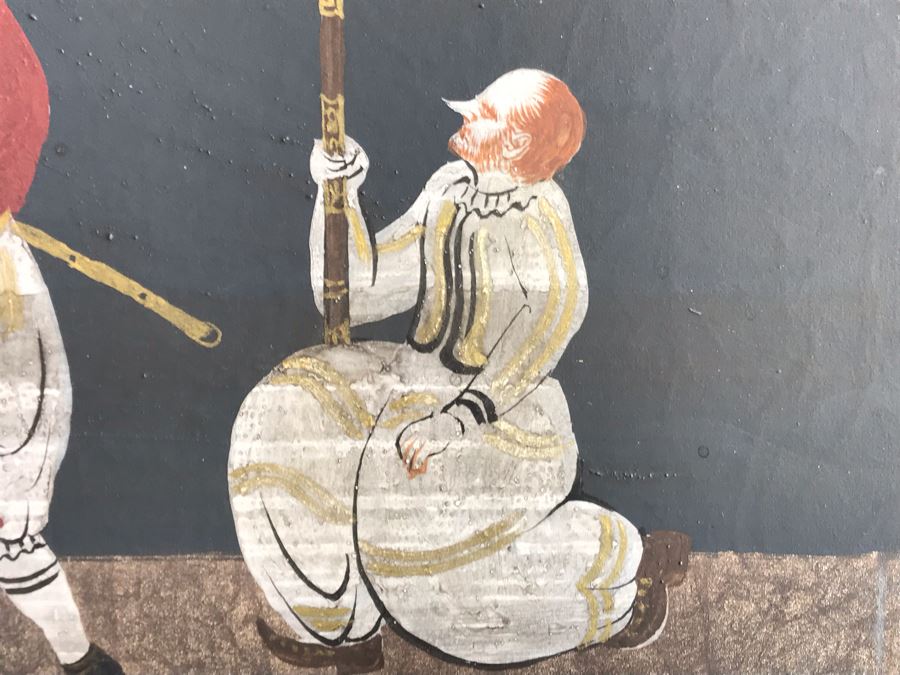 Original Hand Painted 4-Panel Japanese Screen Painting 99 X 42 [Photo 14]