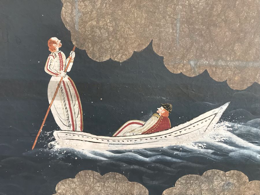 Original Hand Painted 4-Panel Japanese Screen Painting 99 X 42 [Photo 4]