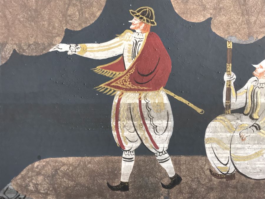 Original Hand Painted 4-Panel Japanese Screen Painting 99 X 42 [Photo 15]