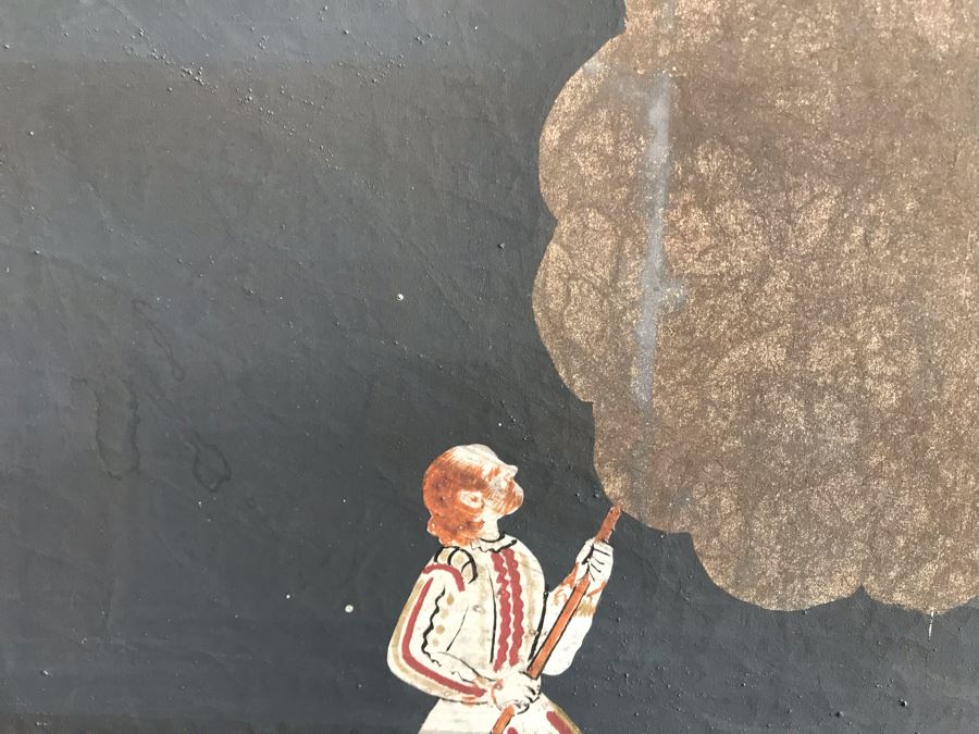 Original Hand Painted 4-Panel Japanese Screen Painting 99 X 42 [Photo 17]