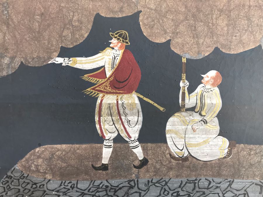 Original Hand Painted 4-Panel Japanese Screen Painting 99 X 42 [Photo 13]