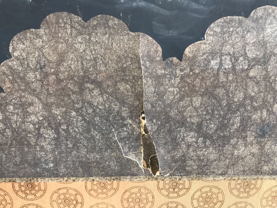 Original Hand Painted 4-Panel Japanese Screen Painting 99 X 42 [Photo 19]