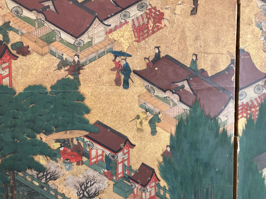 Original Hand Painted 4-Panel Japanese Screen Painting [Photo 17]