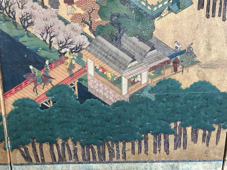 Original Hand Painted 4-Panel Japanese Screen Painting [Photo 10]