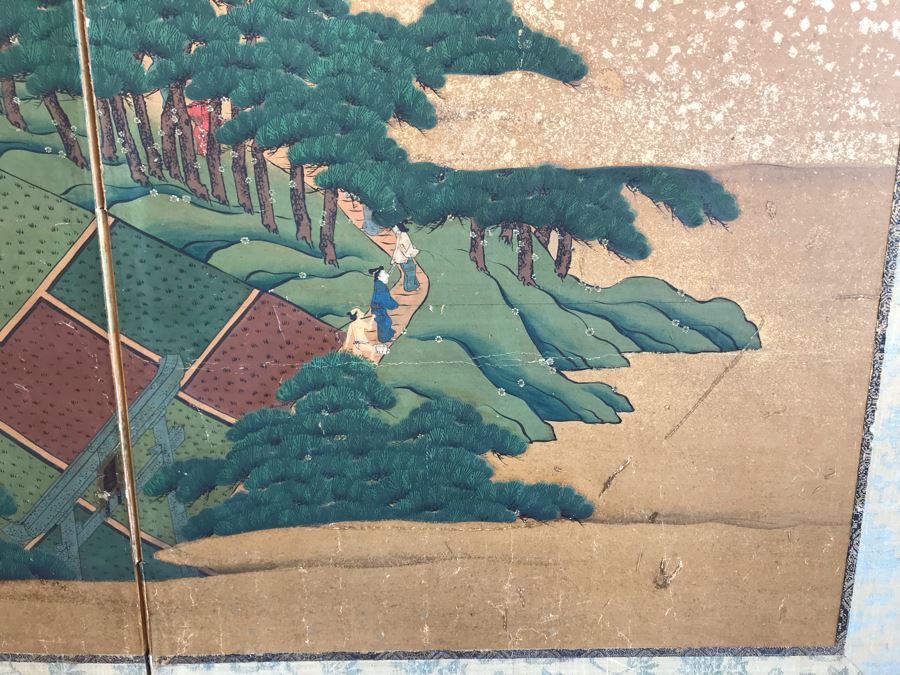 Original Hand Painted 4-Panel Japanese Screen Painting [Photo 27]