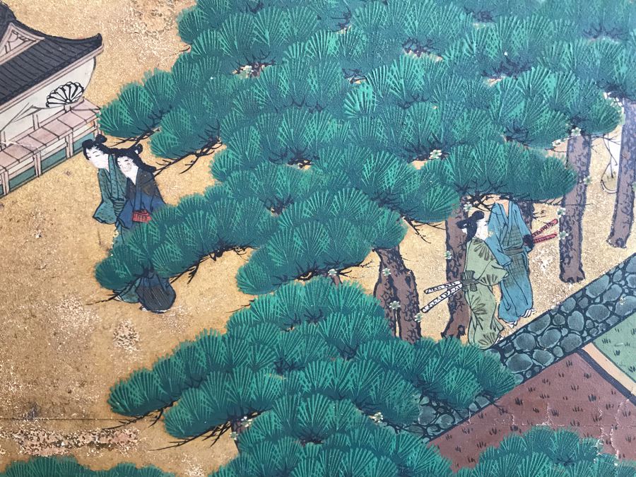 Original Hand Painted 4-Panel Japanese Screen Painting [Photo 22]