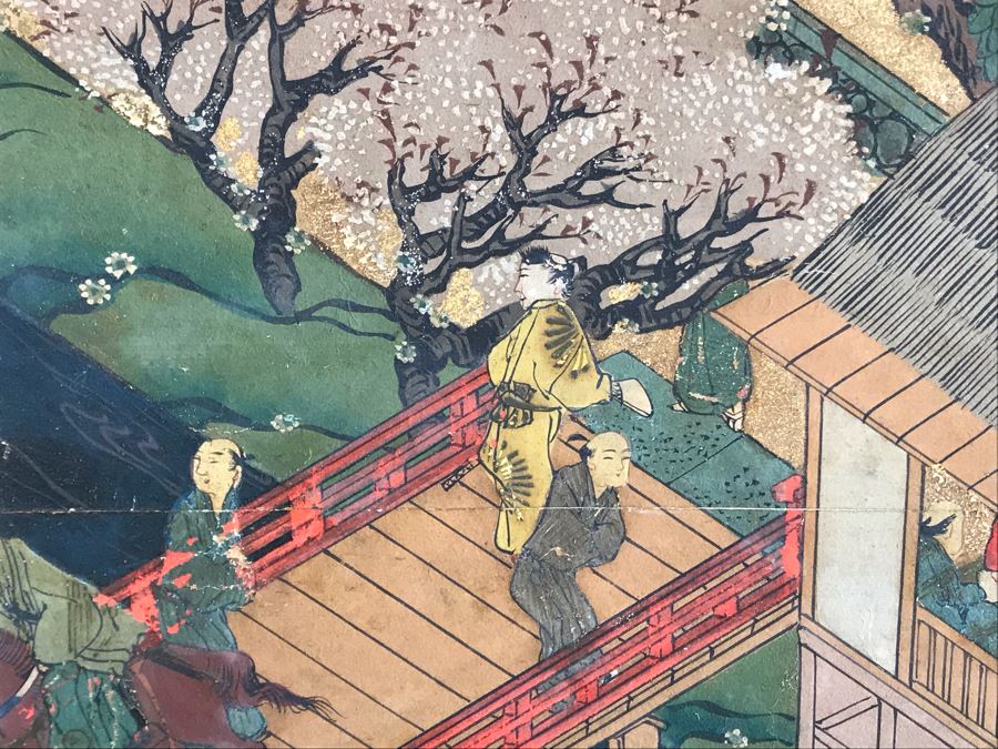 Original Hand Painted 4-Panel Japanese Screen Painting [Photo 13]