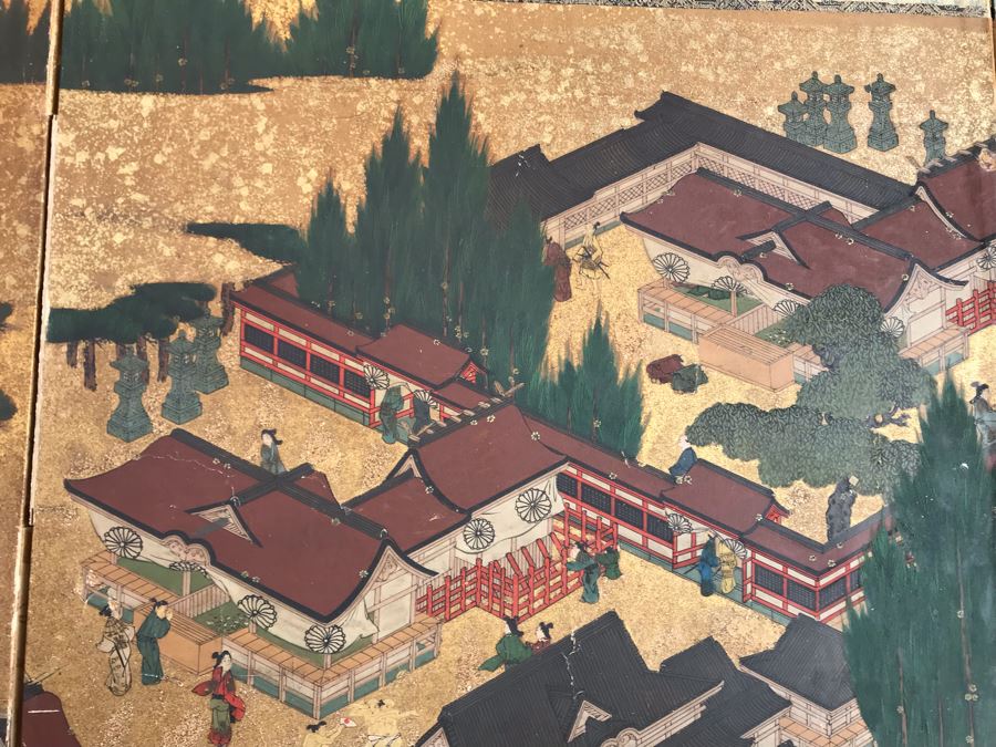 Original Hand Painted 4-Panel Japanese Screen Painting [Photo 25]