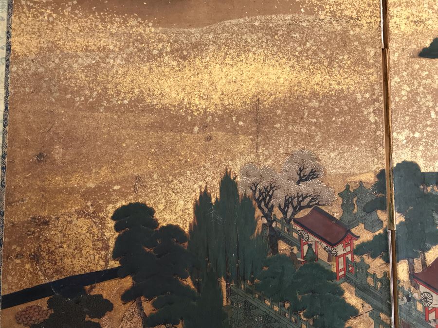 Original Hand Painted 4-Panel Japanese Screen Painting [Photo 9]