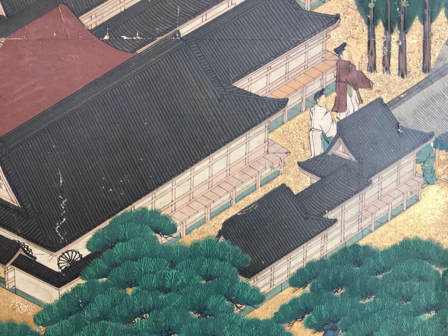 Original Hand Painted 4-Panel Japanese Screen Painting [Photo 24]