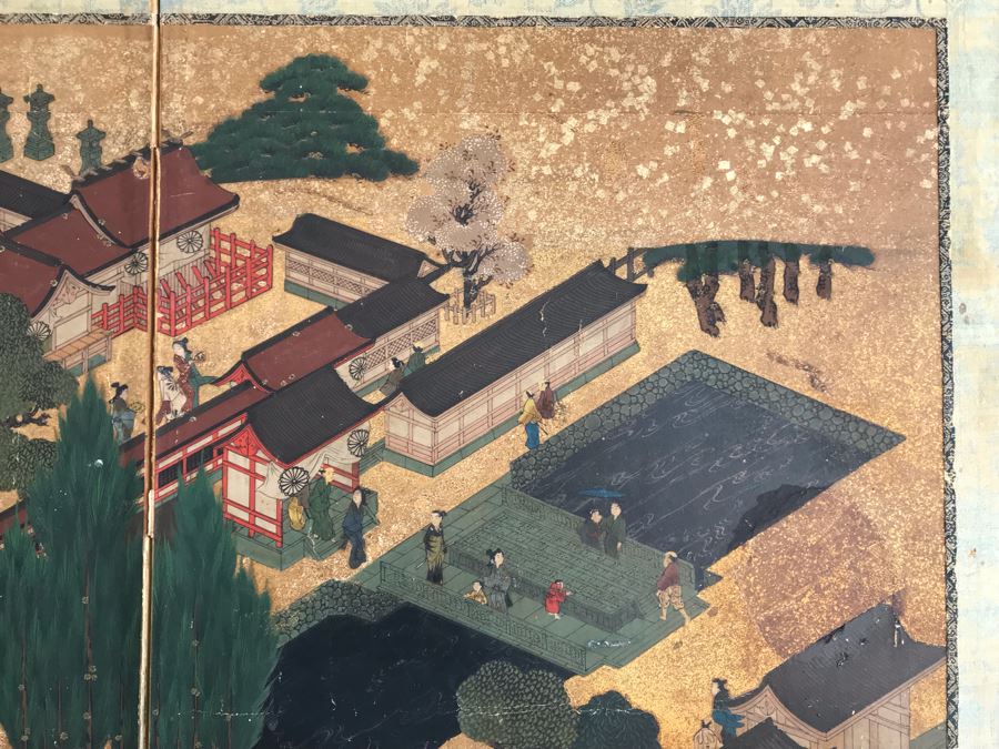 Original Hand Painted 4-Panel Japanese Screen Painting [Photo 30]