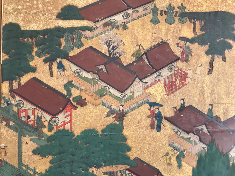 Original Hand Painted 4-Panel Japanese Screen Painting [Photo 18]