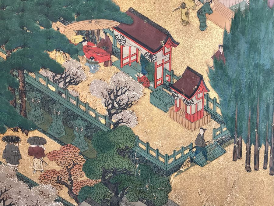 Original Hand Painted 4-Panel Japanese Screen Painting [Photo 15]