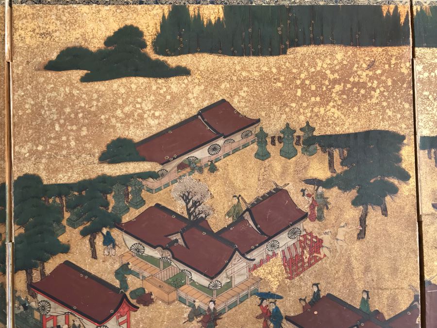 Original Hand Painted 4-Panel Japanese Screen Painting [Photo 19]