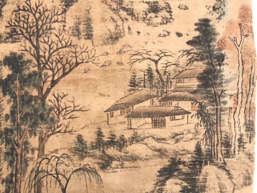 Original Signed Chinese Landscape Silk Scroll Painting 12.5 X 39.5 [Photo 21]